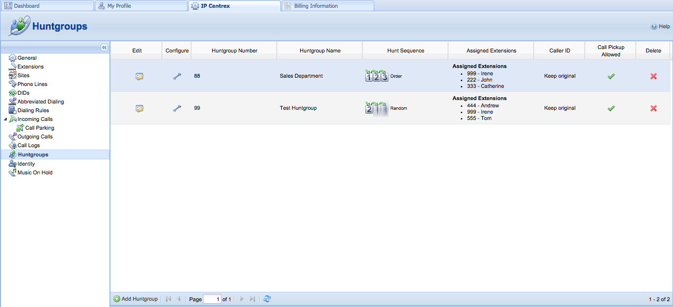 Voyced - How to configure multiple pickup groups?