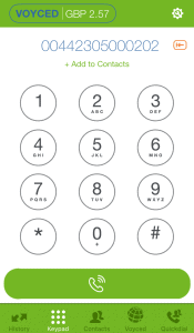 Voyced SoftPhone iOS dialing